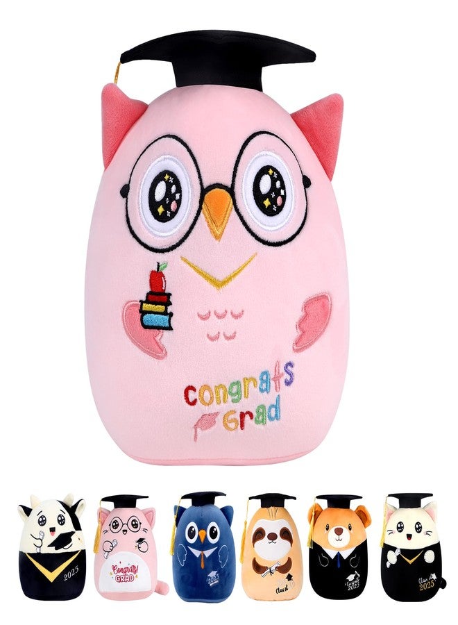refavor Pink Owl Kindergarten Graduation Stuffed Animal 2025, Preschool Class of 2025 Graduation Plush Pillow with Black Cap, Commemorative Congrats Grad Party Owl Plushies Favors(8 Inch) - Image 1